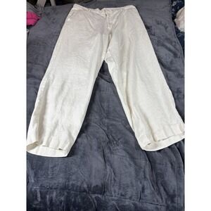 Mens Pants-NAUTICA-white linen/cotton 'Classic Fit' straight leg-38x30